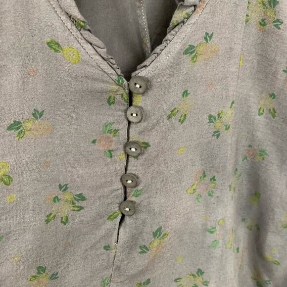 Free People Dress Mini Sweetheart Coquette Boho Gray Floral Milkmaid Size Medium - Picture 10 of 11